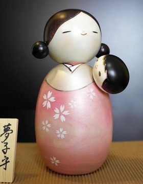 Bambola Kokeshi Yumekomori - Mamma con bambino
