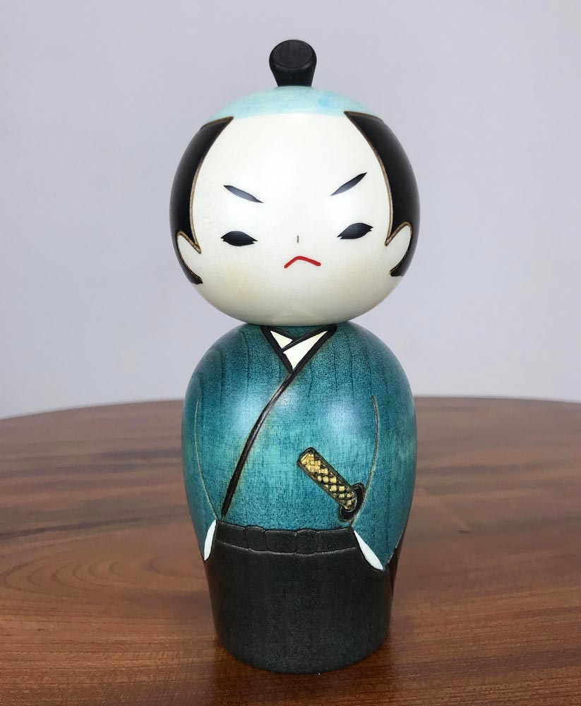 Portachiavi bambola Kokeshi Samurai