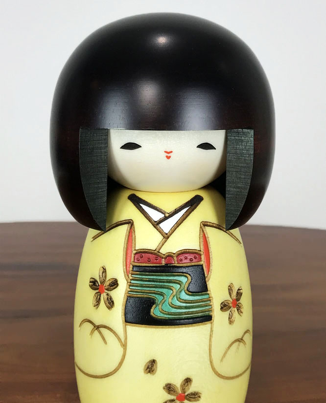 Usaburo Bambola Giapponese Sosaku Kokeshi - Ragazza Taisho Con Kimono - Fatta A Mano In Legno Mizuki - Altezza 15 Cm