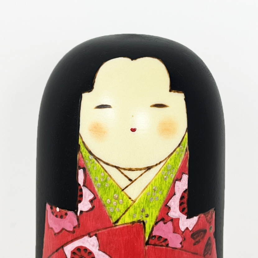 Elegante Kokeshi "Piena Fioritura" di Fumio Tomidokoro - immagine 6