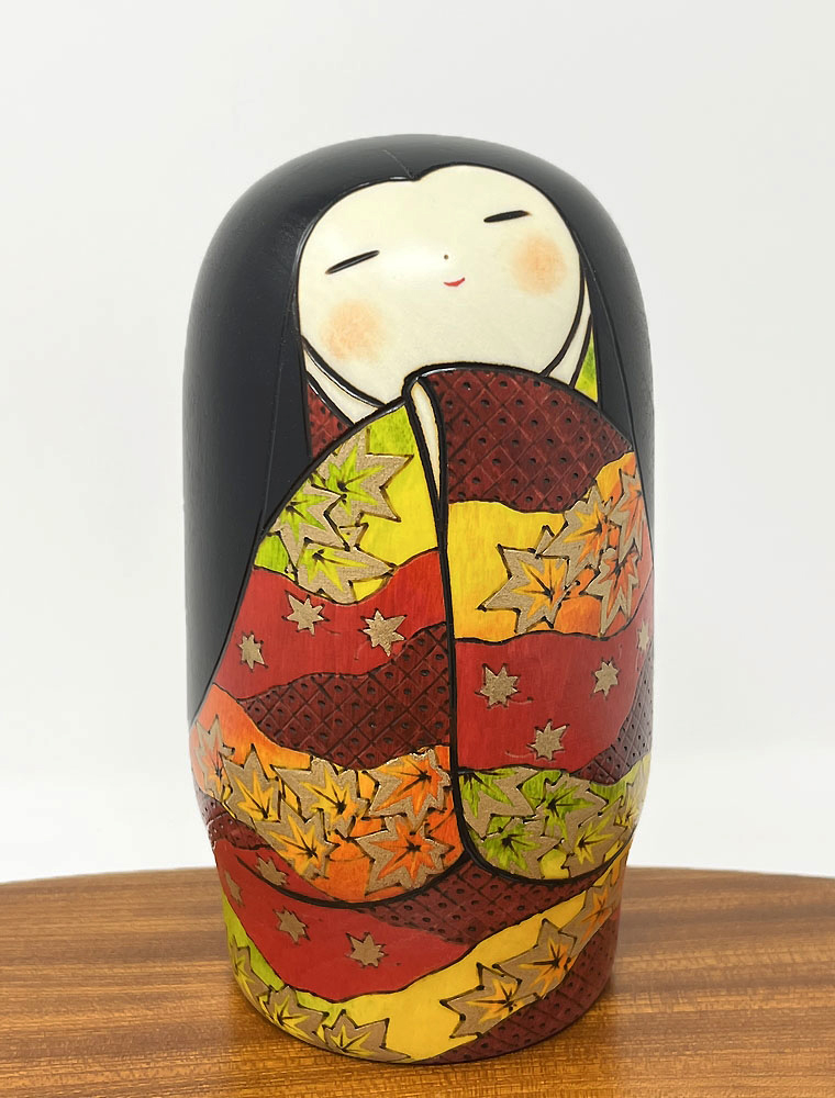 Raffinata Kokeshi "Shinshu" - "Autunno profondo" di Fumio Tomidokoro