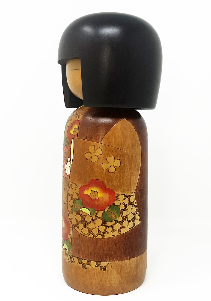 Affascinante kokeshi vintage "Yuki tsubaki" - "Camelia delle Nevi" di Tanaka Akitsune (Kojo) (29,5 cm) - immagine 3