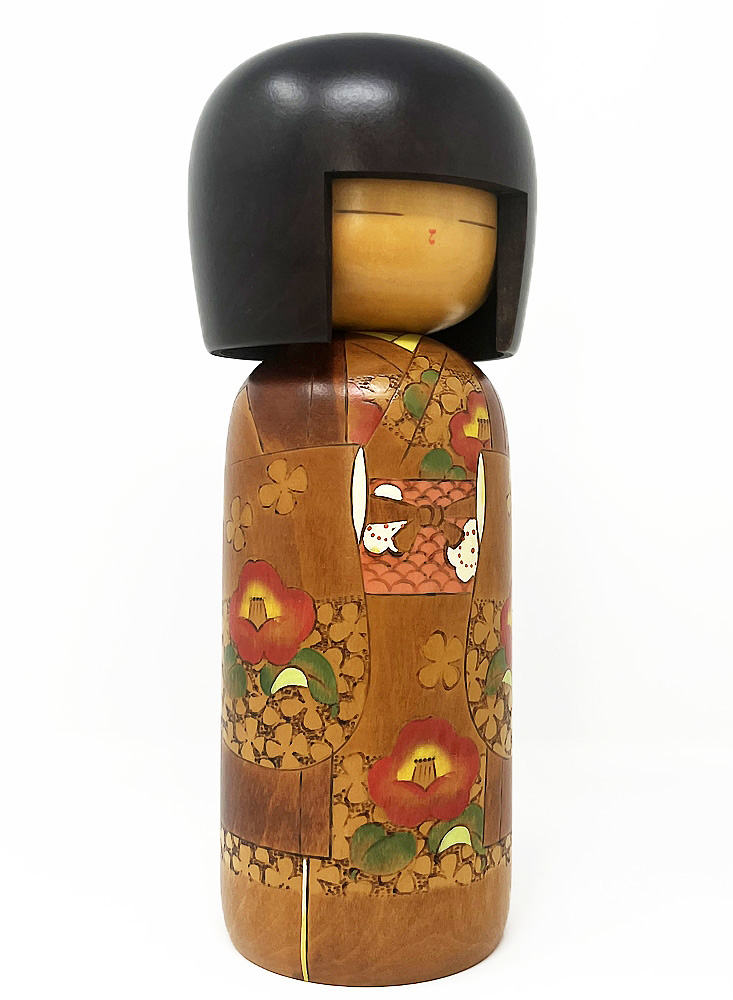 Affascinante kokeshi vintage "Yuki tsubaki" - "Camelia delle Nevi" di Tanaka Akitsune (Kojo) (29,5 cm) - immagine 5
