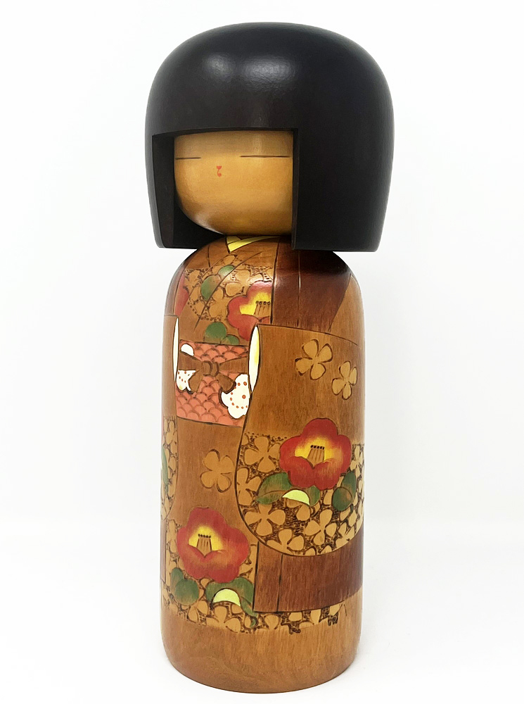 Affascinante kokeshi vintage "Yuki tsubaki" - "Camelia delle Nevi" di Tanaka Akitsune (Kojo) (29,5 cm) - immagine 2