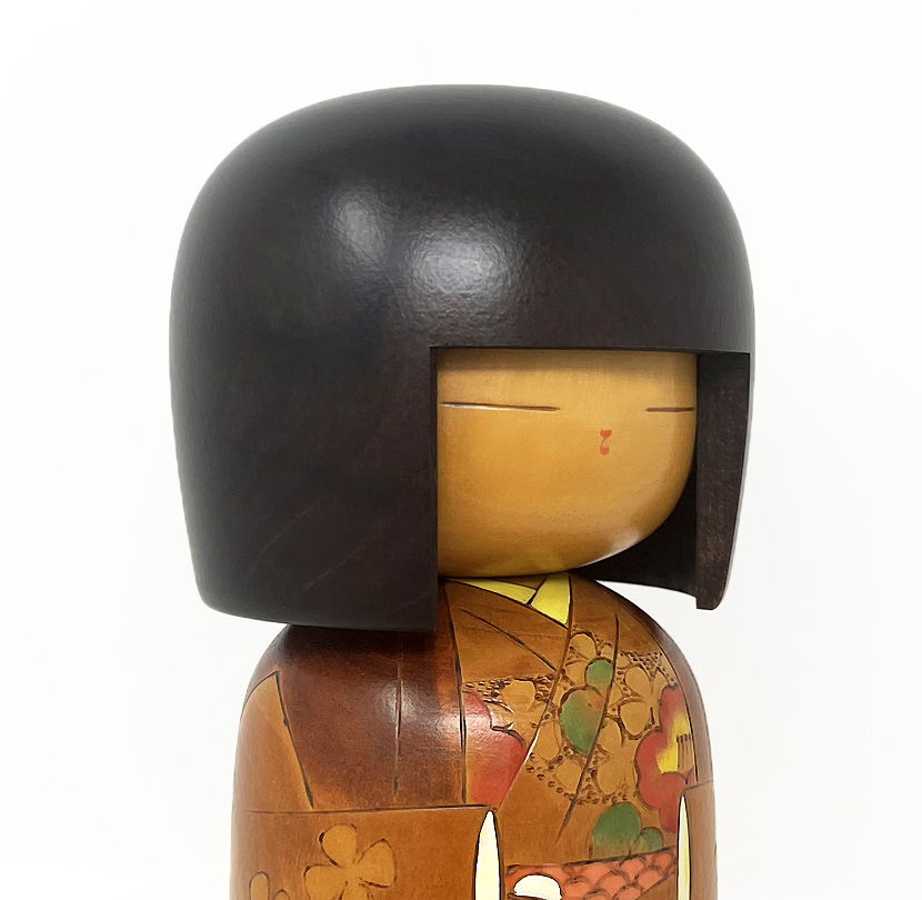 Affascinante kokeshi vintage "Yuki tsubaki" - "Camelia delle Nevi" di Tanaka Akitsune (Kojo) (29,5 cm) - immagine 11