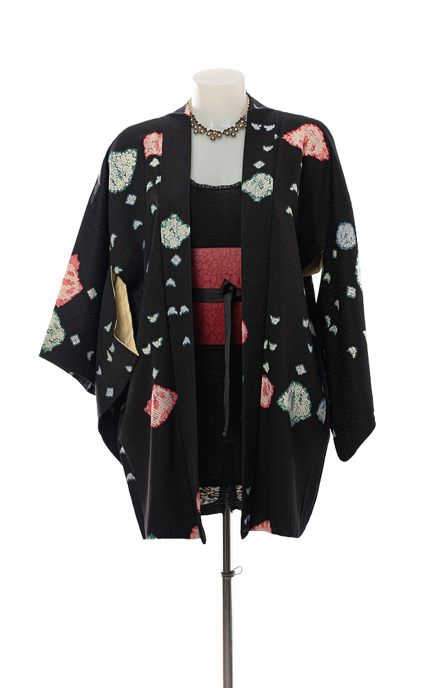 GURU SHOP Caftano Leggero Aperto Ricamato, Kimono Da Spiaggia Ibiza Per Donna, Nero, Sintetico, Taglia 40