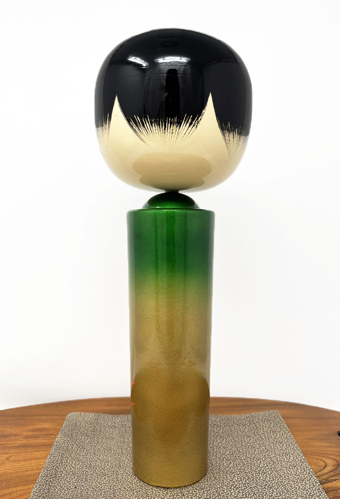 Bambola Kokeshi Giapponese Asuka - In Legno Con Kimono Bambù, Decorazione Zen, 13.5cm - Foto 4