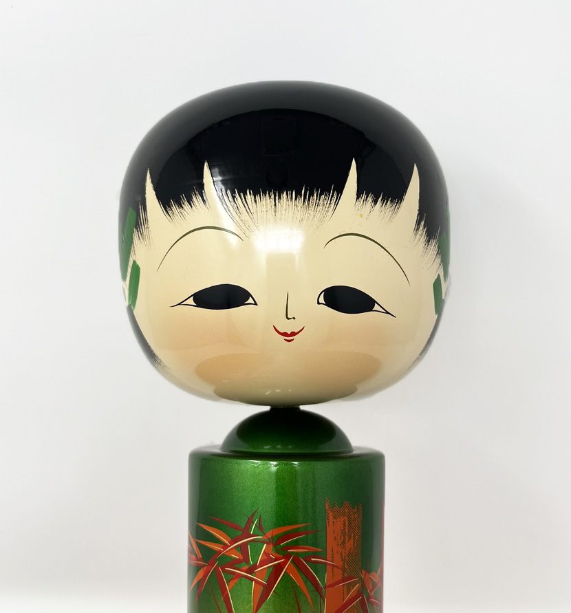 Bambola Kokeshi Giapponese Asuka - In Legno Con Kimono Bambù, Decorazione Zen, 13.5cm - Foto 5