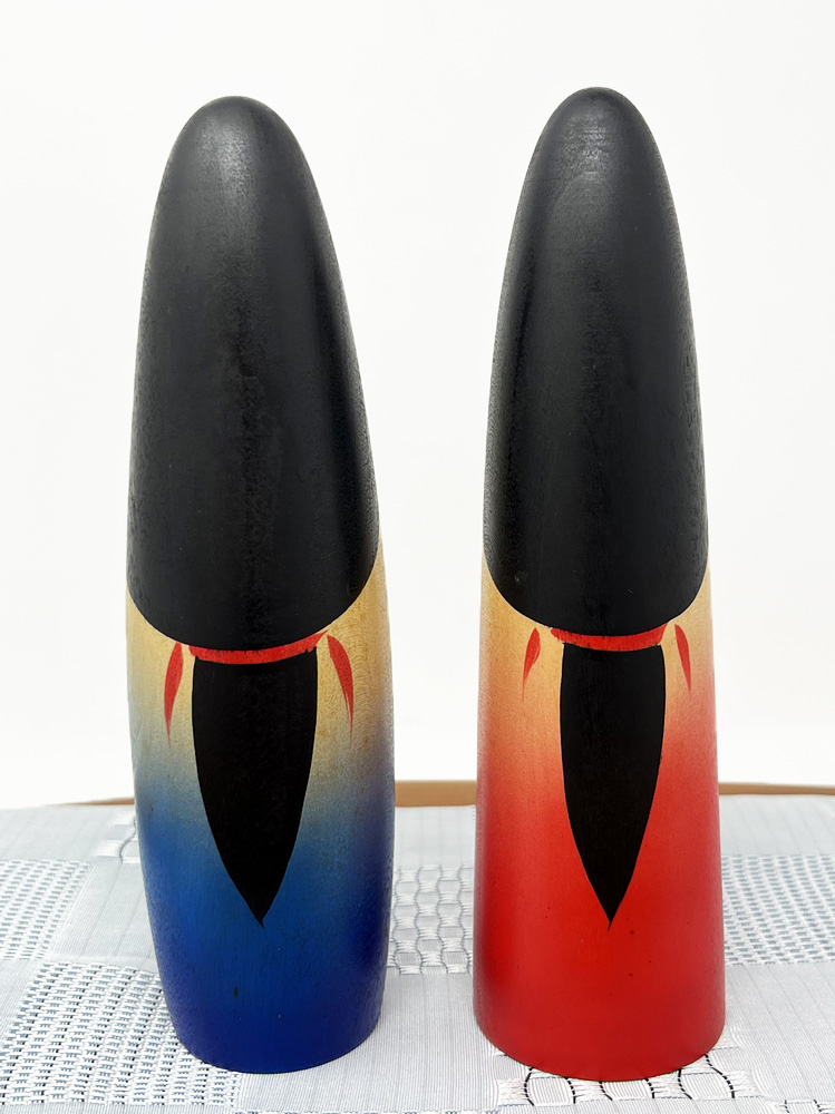 Raro Set di kokeshi vintage "Okuni" del santuario Izumo di Nobuyoshi Matsutani - immagine 3