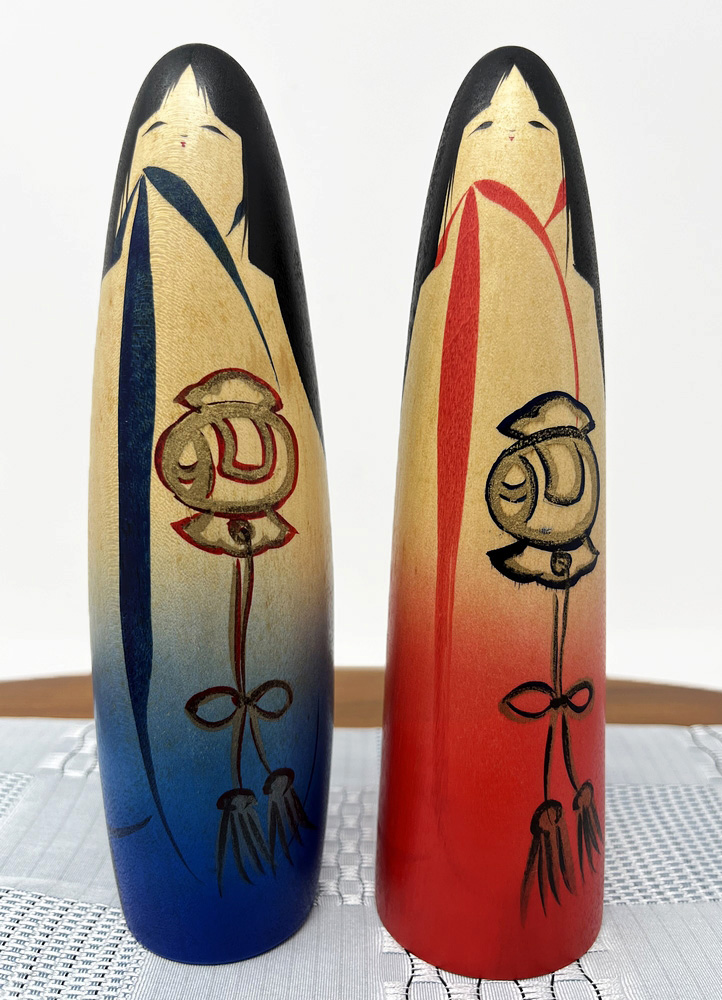 Raro Set di kokeshi vintage "Okuni" del santuario Izumo di Nobuyoshi Matsutani - immagine 6