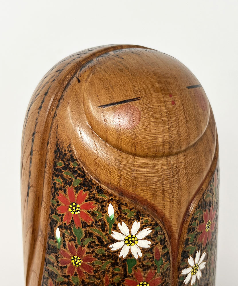 Esclusiva kokeshi vintage "Satoshin" di Kanou Chiyomatsu (28,5 cm) - immagine 11