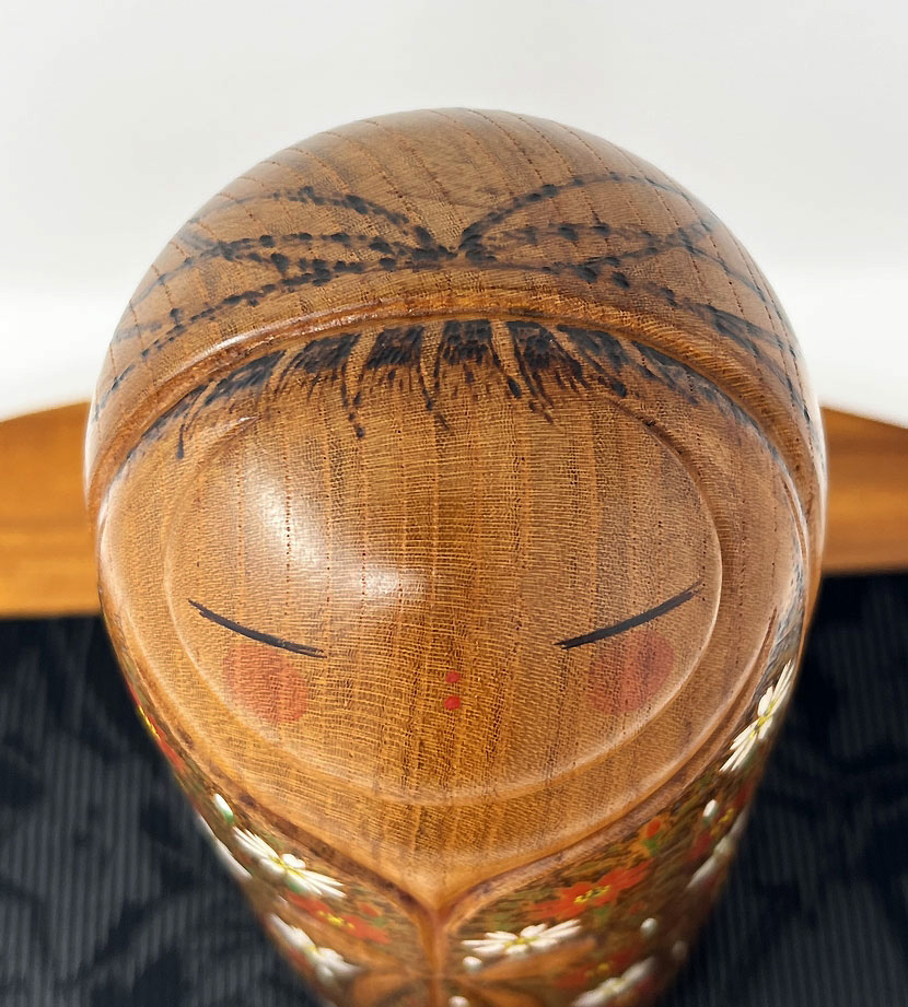 Esclusiva kokeshi vintage "Satoshin" di Kanou Chiyomatsu (28,5 cm) - immagine 12