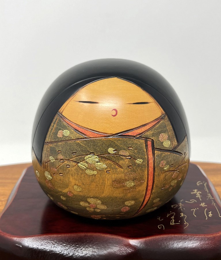 Elegante kokeshi vintage "Kaguya Hime" - "La Principessa della Luna" di Toa Sekiguchi con base