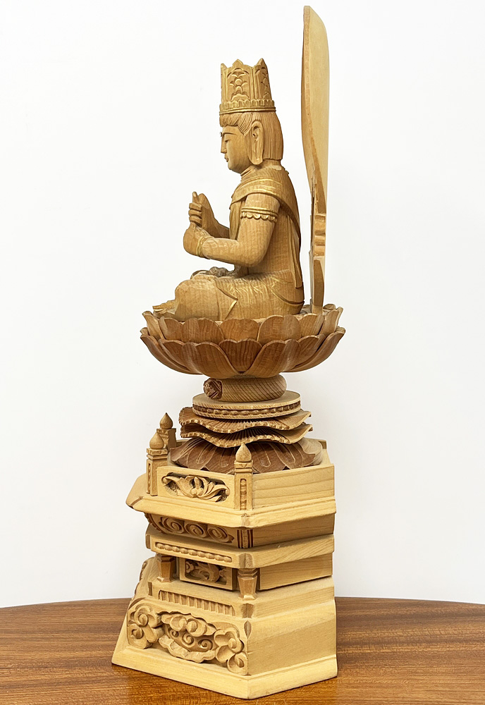 Statua di Buddha Dainichi Nyorai seduto su piedistallo esagonale (27,5 cm) - immagine 3