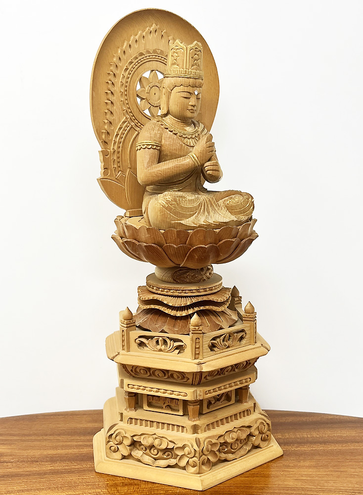 Statua di Buddha Dainichi Nyorai seduto su piedistallo esagonale (27,5 cm) - immagine 6
