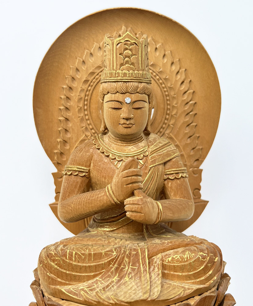 Statua di Buddha Dainichi Nyorai seduto su piedistallo esagonale (27,5 cm) - immagine 10
