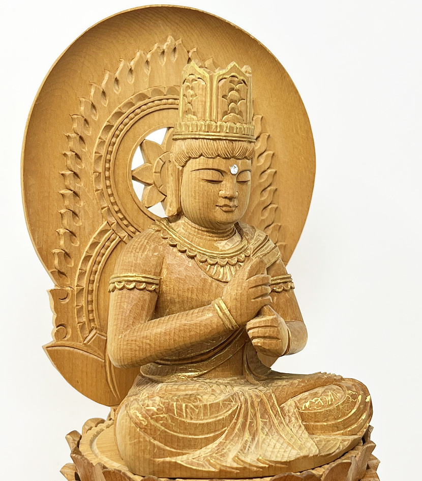 Statua di Buddha Dainichi Nyorai seduto su piedistallo esagonale (27,5 cm) - immagine 11