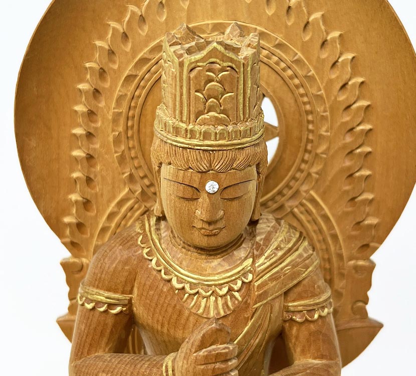 Statua di Buddha Dainichi Nyorai seduto su piedistallo esagonale (27,5 cm) - immagine 13