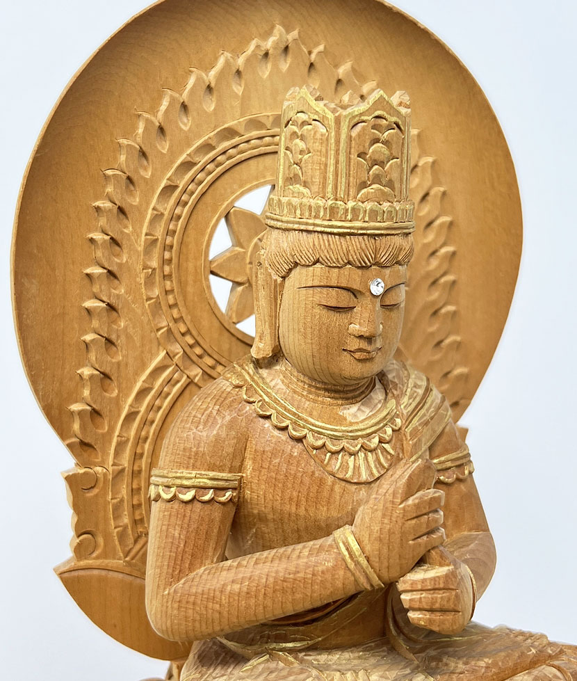 Statua di Buddha Dainichi Nyorai seduto su piedistallo esagonale (27,5 cm) - immagine 14