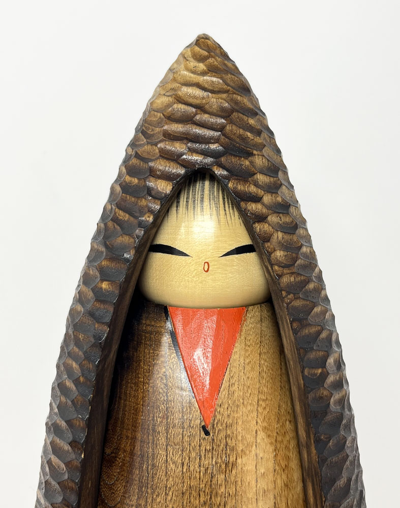 Esclusiva coppia di kokeshi vintage "Yamazato" - "Villaggio di Montagna" di Shido Shozan (31 cm) - immagine 7