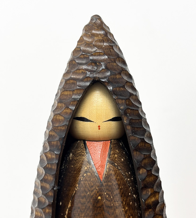 Esclusiva coppia di kokeshi vintage "Yamazato" - "Villaggio di Montagna" di Shido Shozan (31 cm) - immagine 8