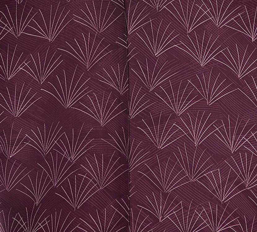 Haori Kimono viola con raffinato motivo di erba selvatica damascato - immagine 4