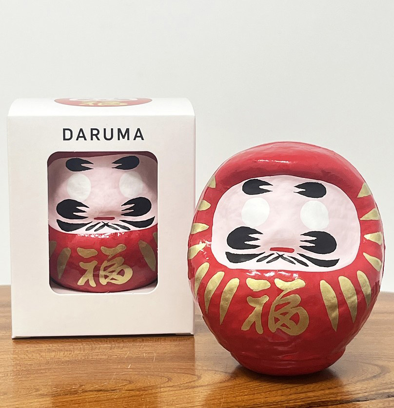 Daruma "Fuku" - "Buona Fortuna" rosso con packaging incluso