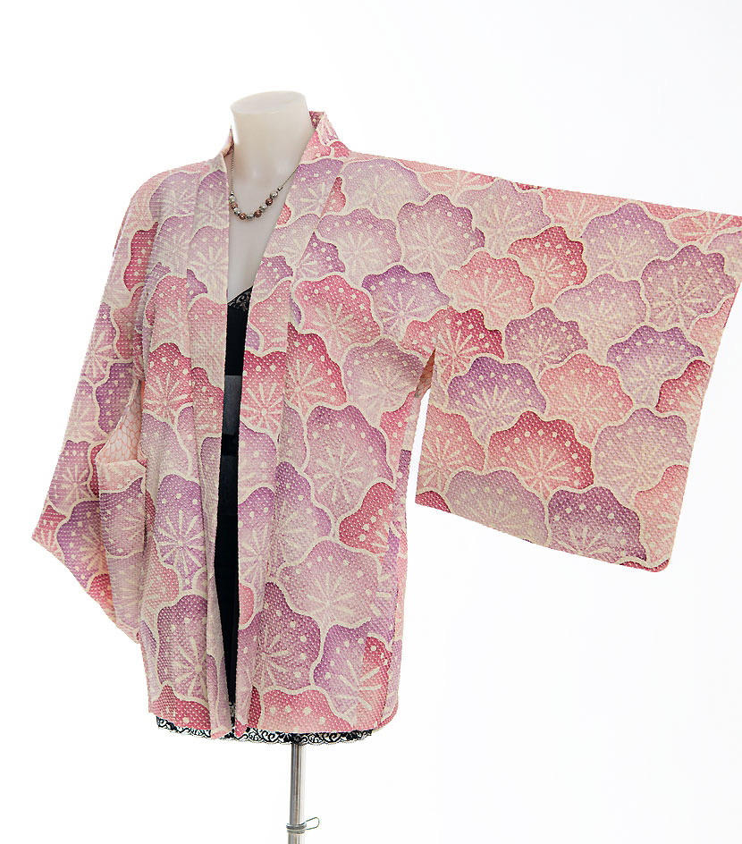 Haori Kimono con elegante motivo di fiori di pruno shibori - immagine 2
