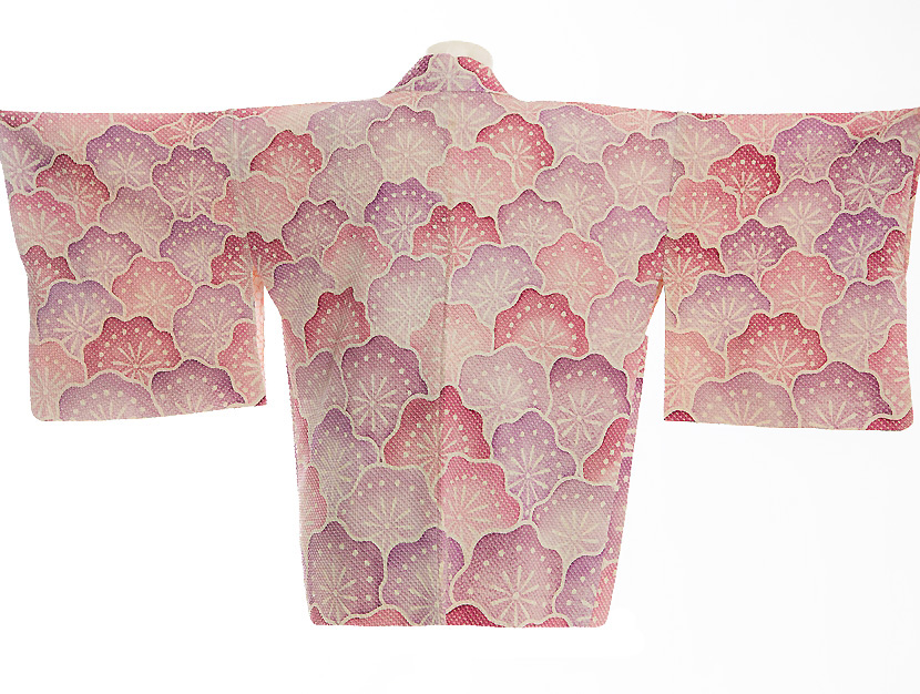 Haori Kimono con elegante motivo di fiori di pruno shibori - immagine 3