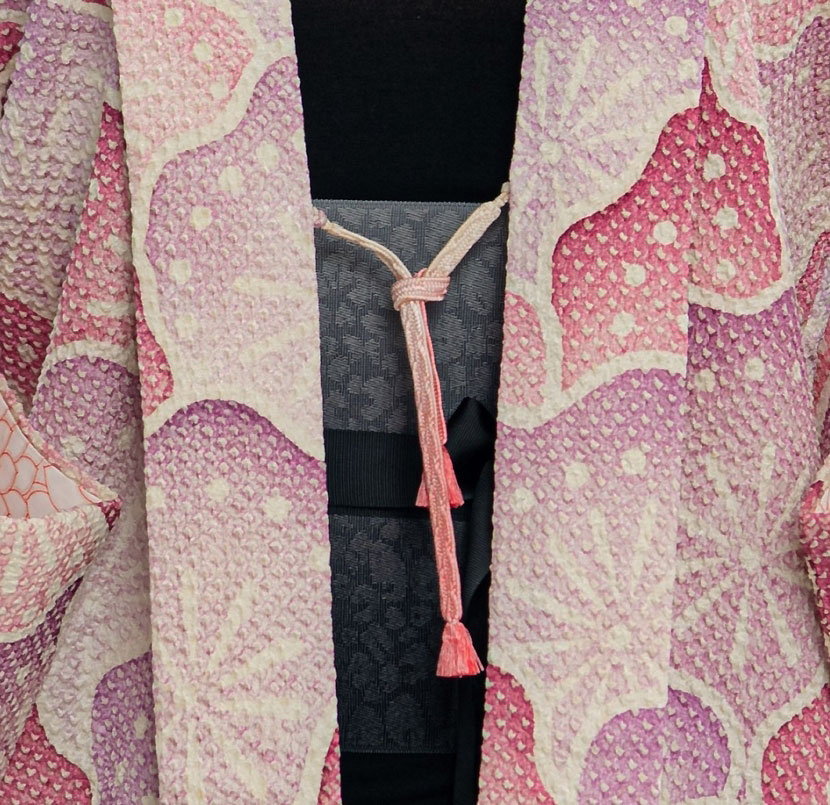 Haori Kimono con elegante motivo di fiori di pruno shibori - immagine 7