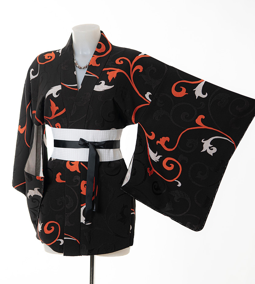 Haori Kimono nero con pregiato motivo karakusa - immagine 9