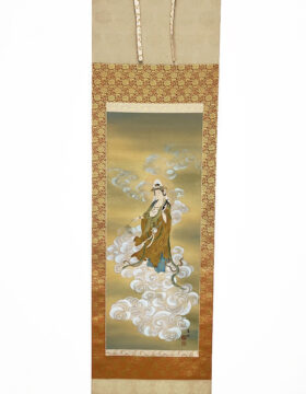 Raffinato Kakemono "Dea Kannon sulle nuvole"