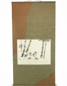 Elegante Kakemono "Passeri tra i Bambù"