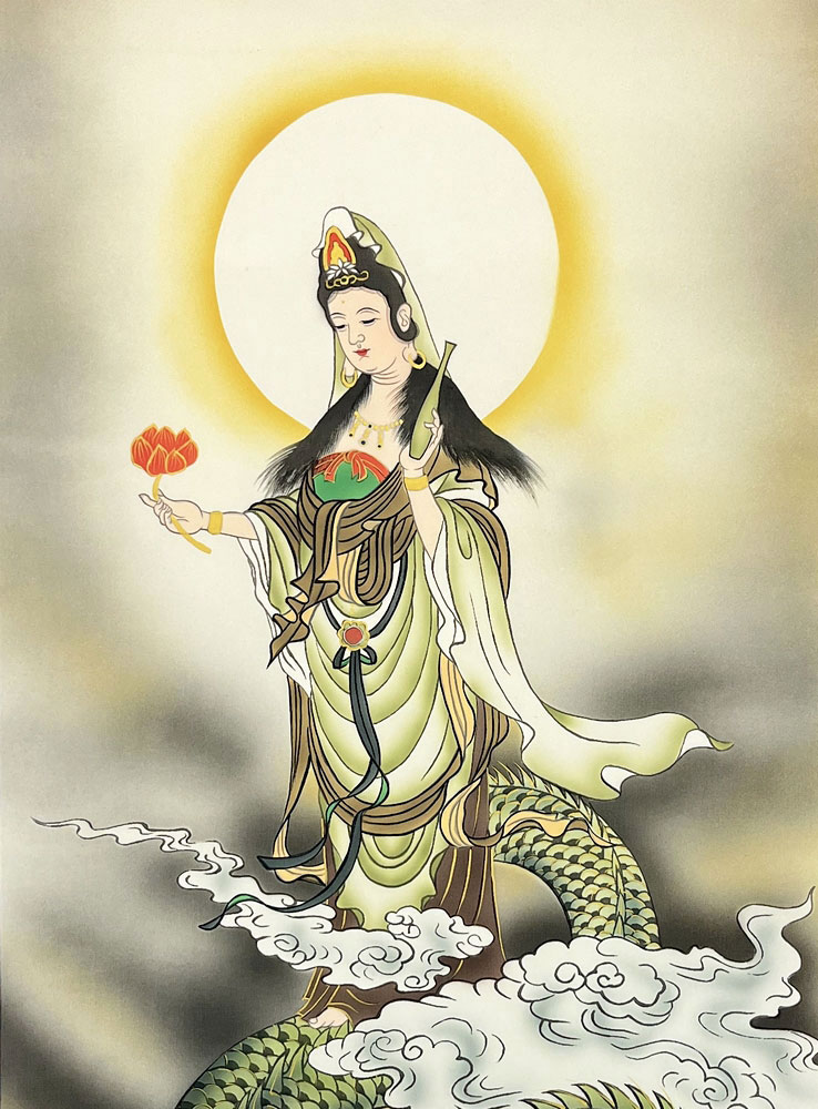 Raffinato Kakemono "Sacra Kannon della Nuvola del Drago" - immagine 4