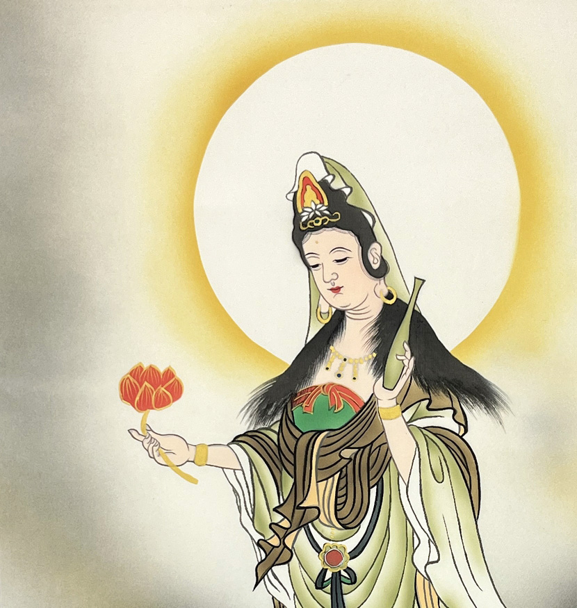 Raffinato Kakemono "Sacra Kannon della Nuvola del Drago" - immagine 5