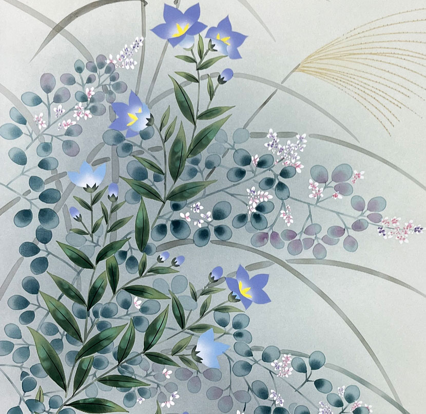 Suggestivo Kakemono "Uccellino tra le erbe autunnali" - immagine 5