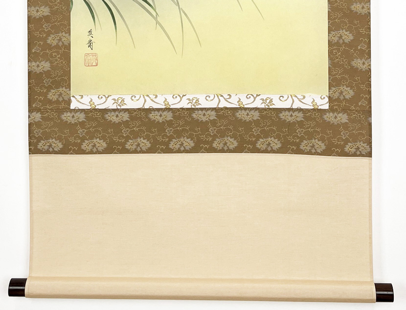 Suggestivo Kakemono "Uccellino tra le erbe autunnali" - immagine 7