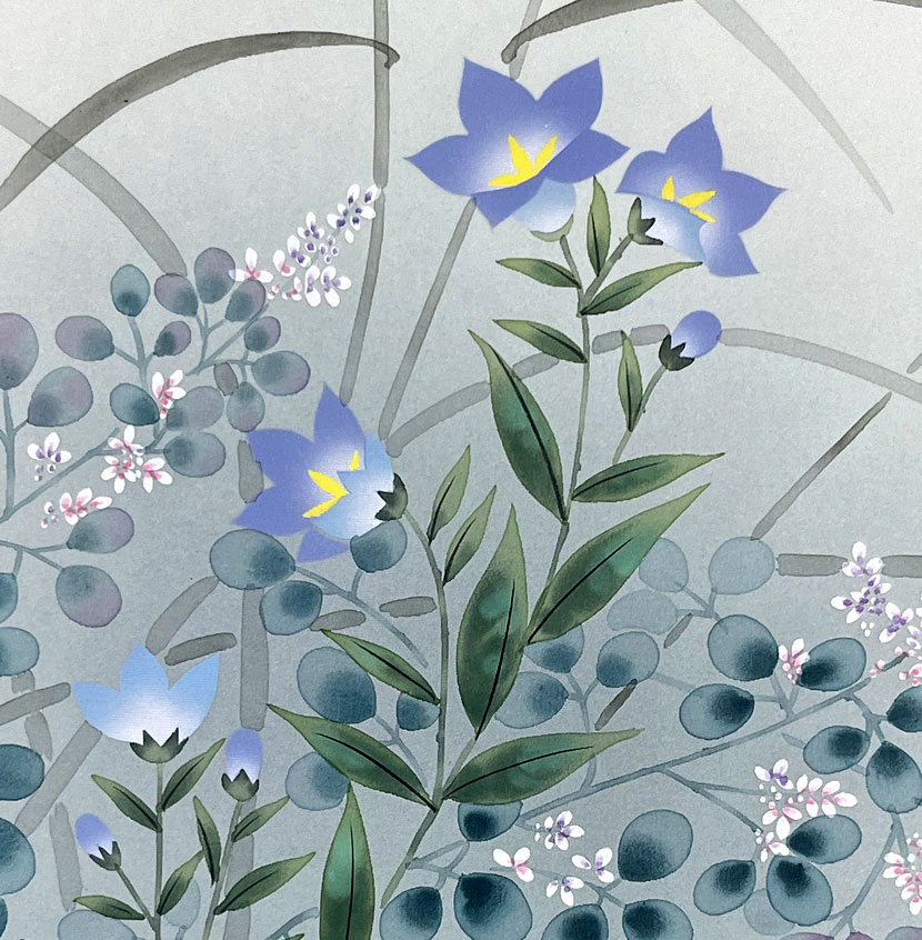 Suggestivo Kakemono "Uccellino tra le erbe autunnali" - immagine 10