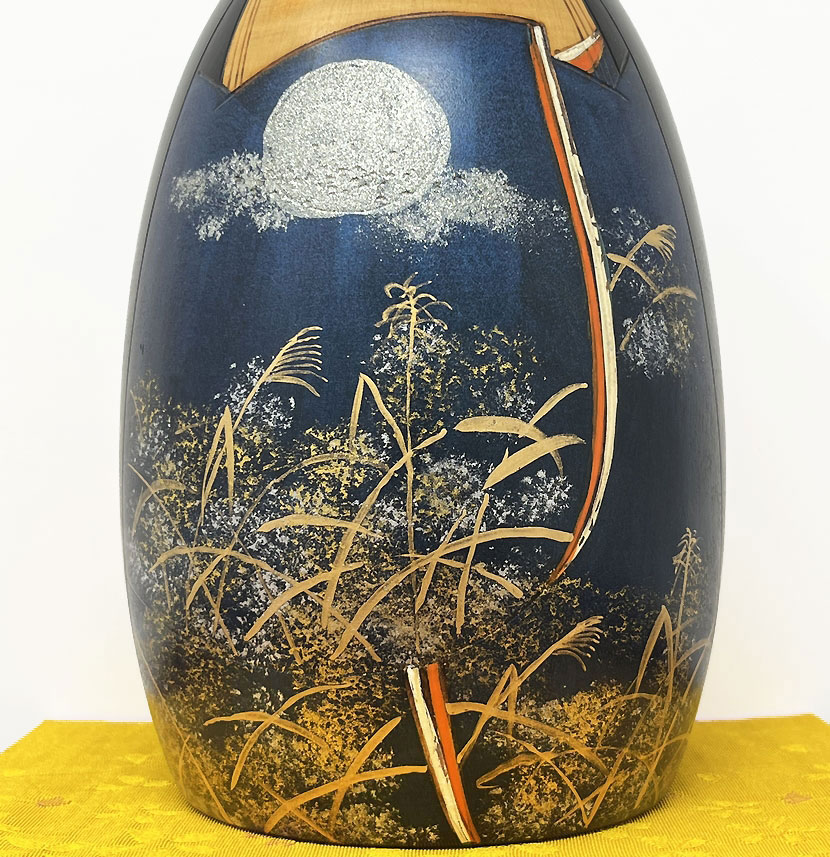 Elegante kokeshi vintage "Banshū" - "Tardo Autunno" di Toa Sekiguchi (20 cm) - immagine 7