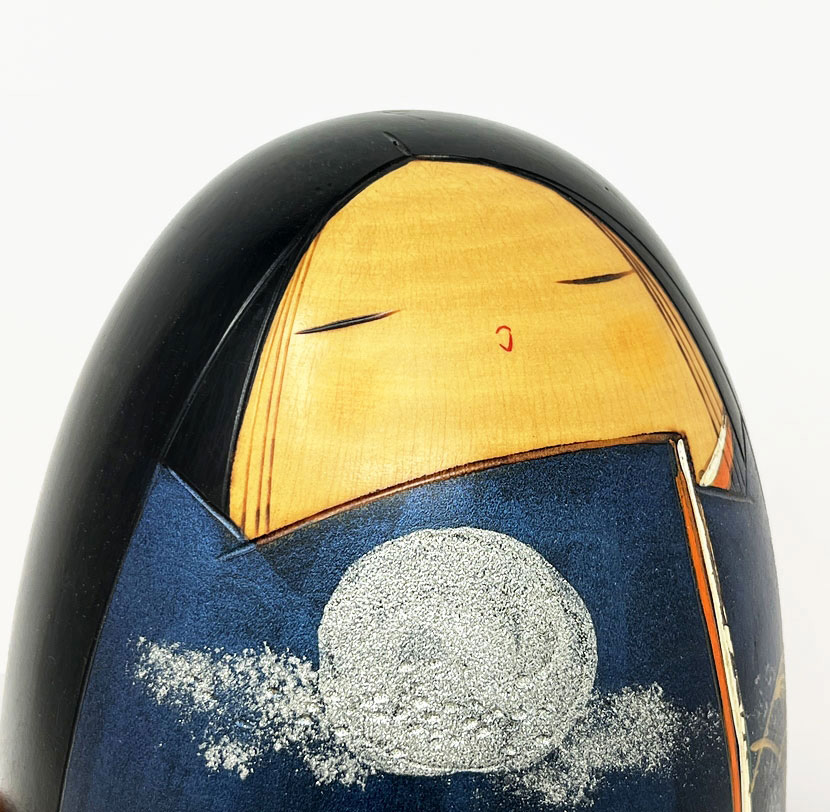 Elegante kokeshi vintage "Banshū" - "Tardo Autunno" di Toa Sekiguchi (20 cm) - immagine 8