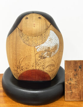 Esclusiva kokeshi vintage da collezione "Tsuki" - "Luna" di Sansaku Sekiguchi