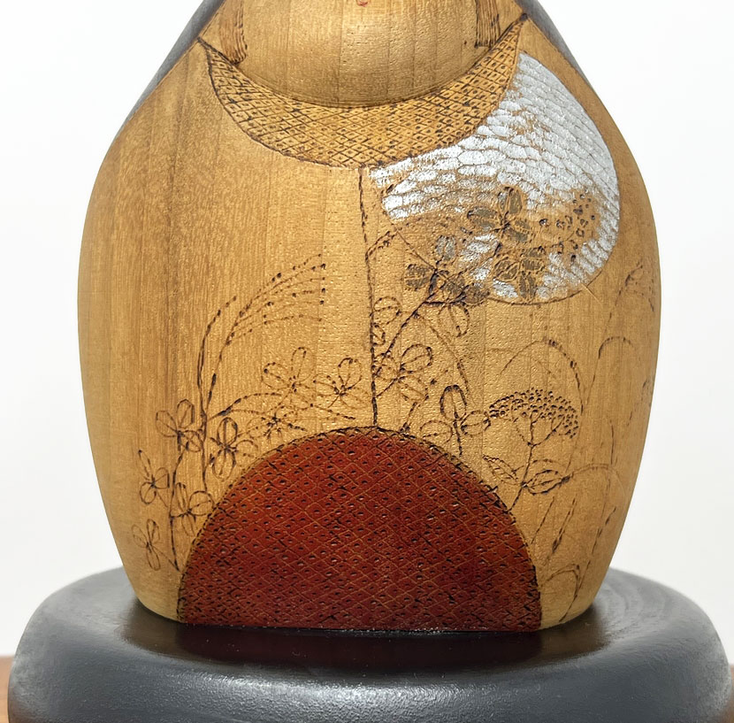 Esclusiva kokeshi vintage da collezione "Tsuki" - "Luna" di Sansaku Sekiguchi - immagine 8