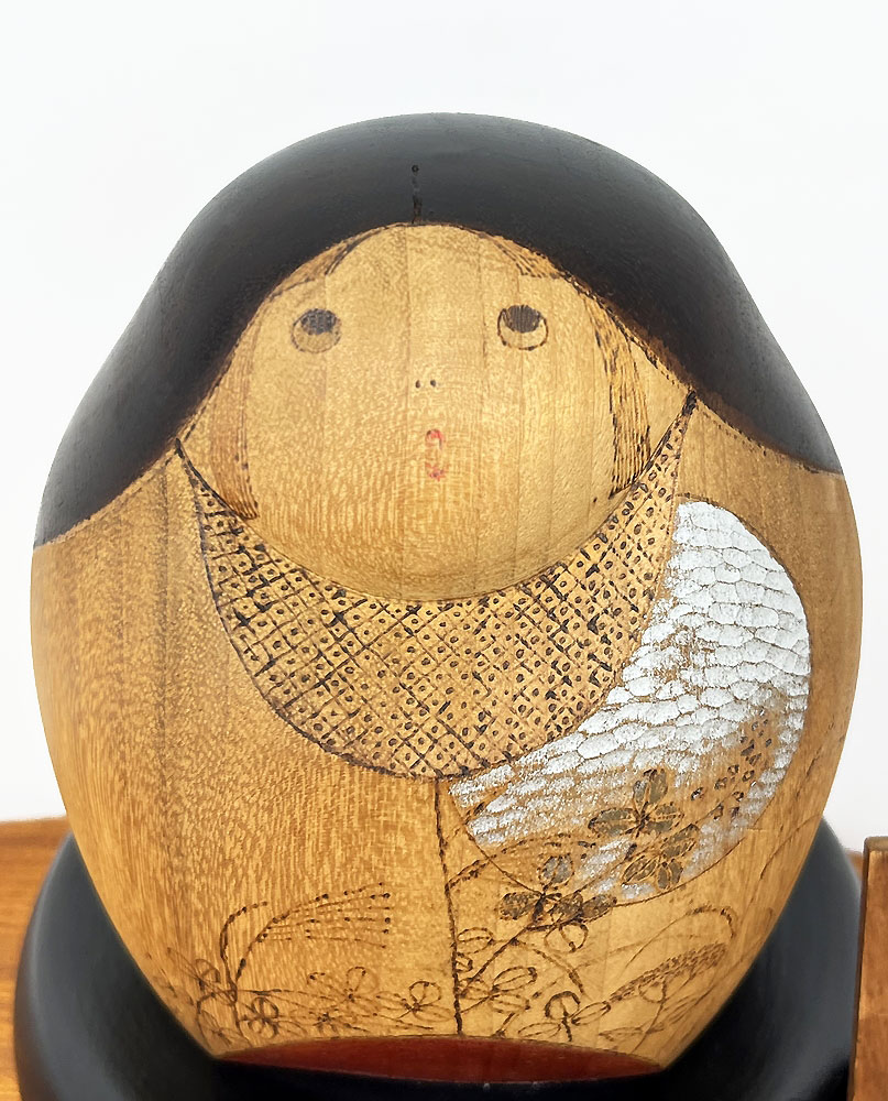 Esclusiva kokeshi vintage da collezione "Tsuki" - "Luna" di Sansaku Sekiguchi - immagine 10