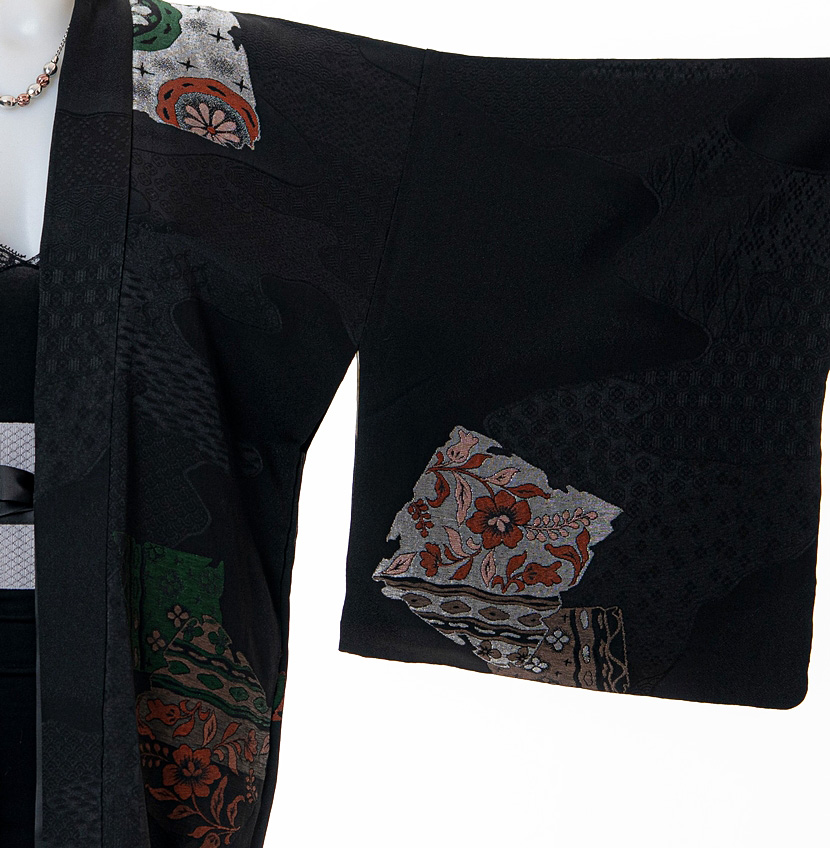 Haori Kimono appartenente al primo 900 con raffinato disegno poetico Shikishi-gasane - immagine 4