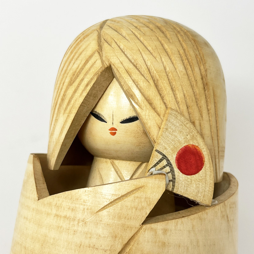 Premiata Kokeshi vintage - "Leone nello specchio" di Hajime Miyashita (25,5 cm) - immagine 11