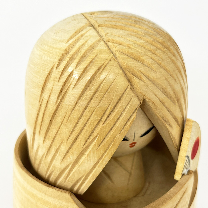 Premiata Kokeshi vintage - "Leone nello specchio" di Hajime Miyashita (25,5 cm) - immagine 12