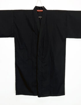 Kimono spolverino nero in puro cotone