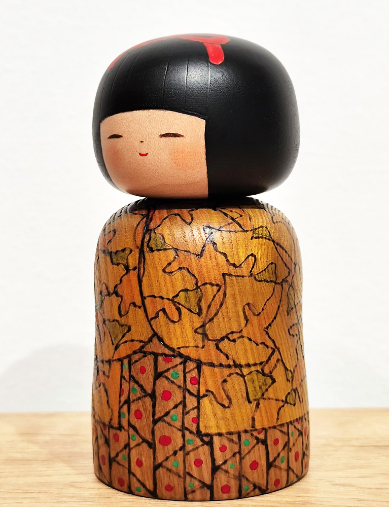 Esclusiva Kokeshi "Aki no iro" - "I Colori dell'Autunno" di Fumio Tomidokoro (Pezzo unico) - immagine 2
