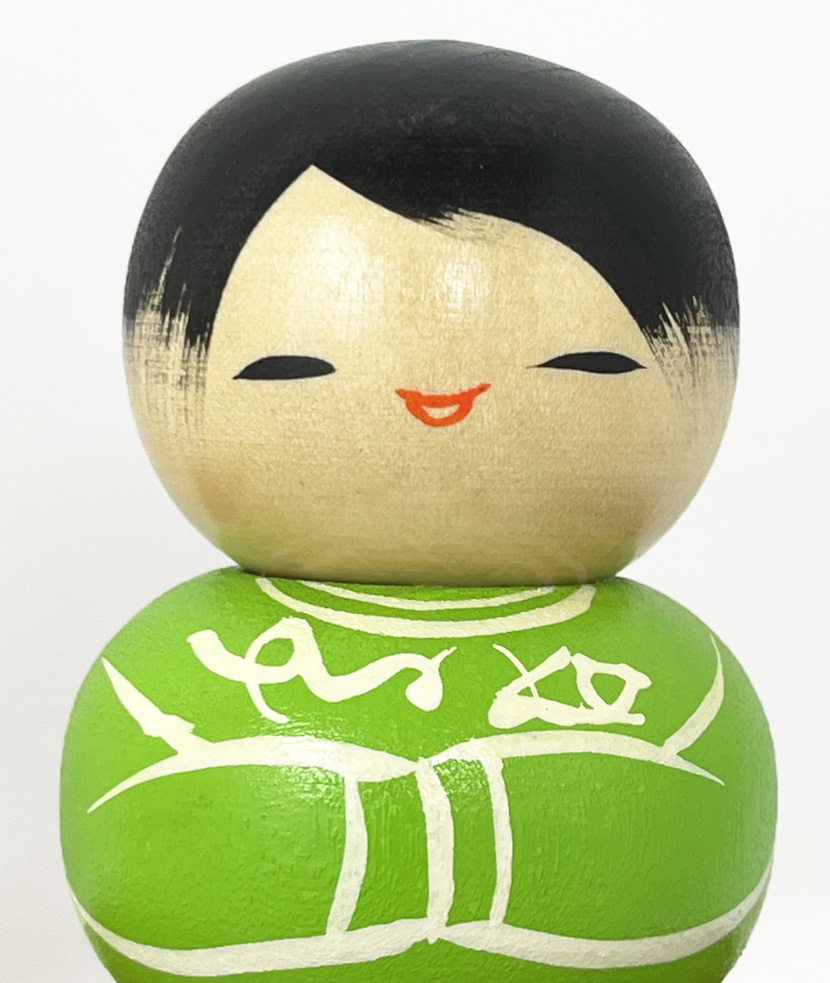 kokeshi vintage "Sakkā"- "Calcio" di Ryoka Aoki (verde) - immagine 5