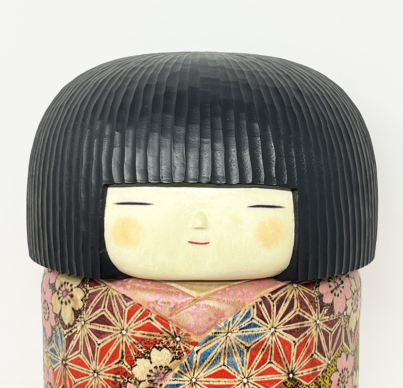 Straordinaria kokeshi "Saiwai" - "Felicità" di Fumio Tomidokoro - Pezzo unico - immagine 6